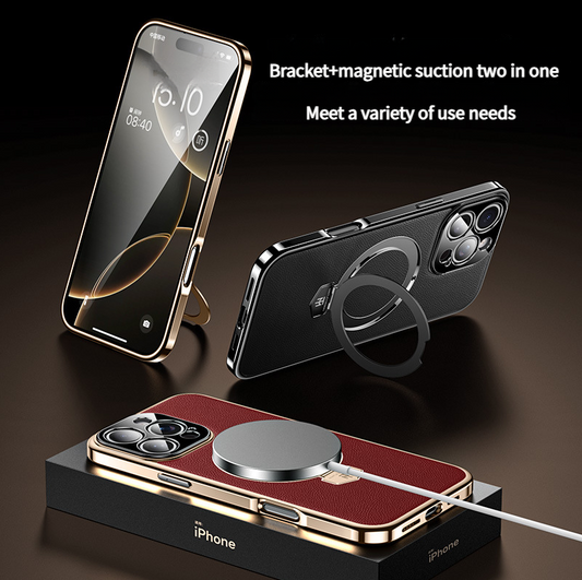 MagSafe Leder-TPU-Rückseite mit versteckter Ständerfunktion iPhone-Hülle