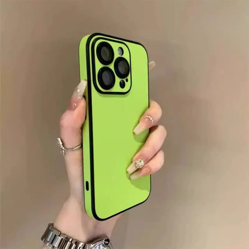 Simple Pure Pigment Leather iPhone Case