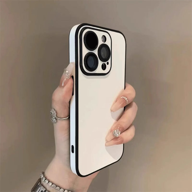 Simple Pure Pigment Leather iPhone Case