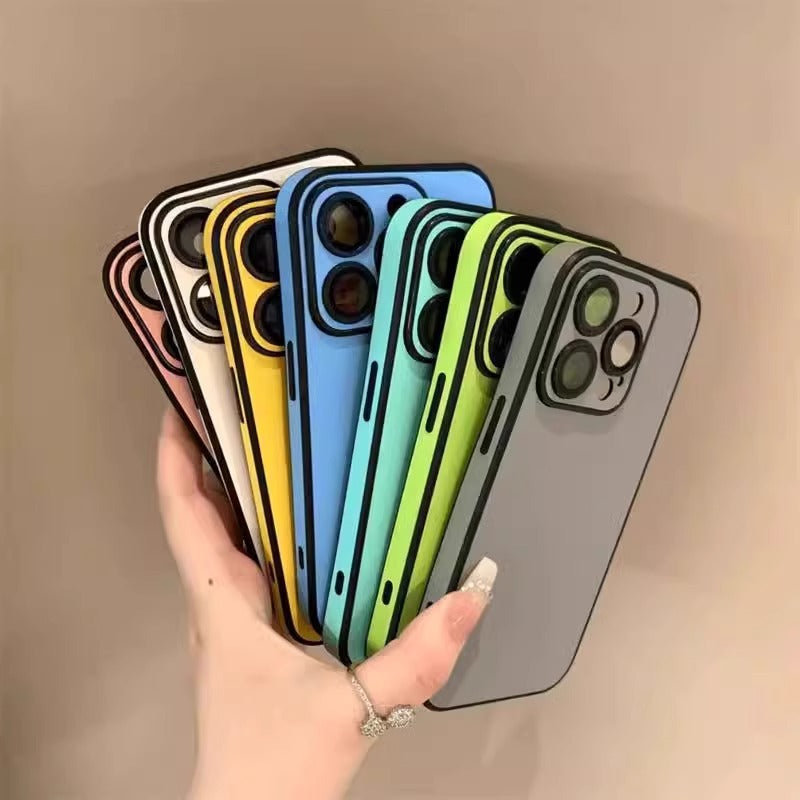 Simple Pure Pigment Leather iPhone Case
