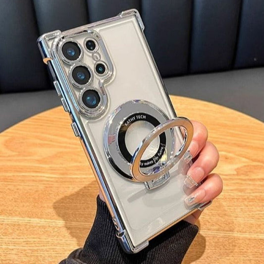 Durchscheinende magnetische Handyhüllen mit Ständer und Eckpolstern für die Galaxy-Serie