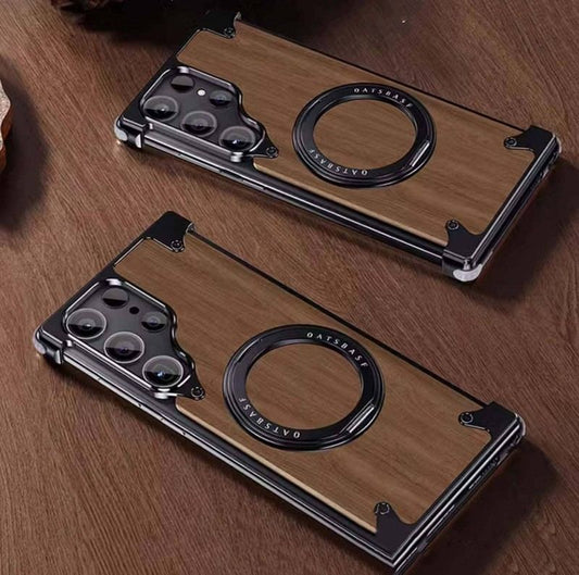 Walnuss-Holz Magnetische Ständer Schutzhülle für Samsung