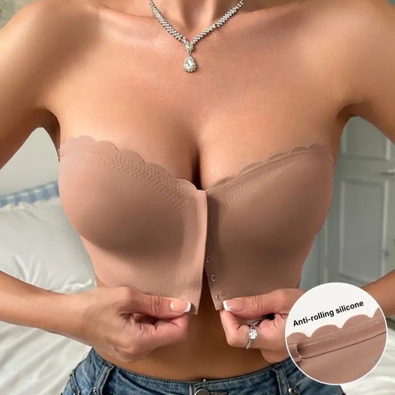 🔥Kaufe 1, erhalte 2 gratis❤️Nahtloser trägerloser Bandeau-BH mit Frontverschluss